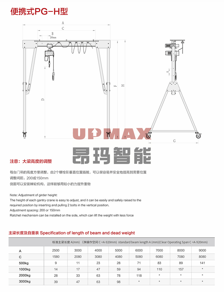 2t洁净铝合金龙门架